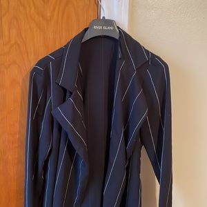 Light weight Navy striped Over shoulder jacket